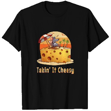 Discover Takin it Cheesy Mouse with Cheese On A Beach Funny Surf Pun T-Shirts