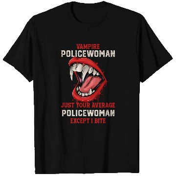 Discover Vampire Policewoman Halloween Cops Scary Police Officer Work T-Shirts