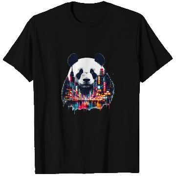 Discover Panda Pet Double Exposure Giant Panda Chinatown Landscape Chinese Art T-Shirts