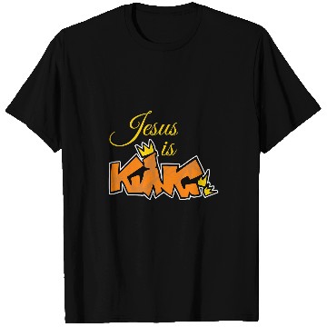 Discover Christian Jesus is King Graffiti Script Christian Bible Quote Christ T-Shirts