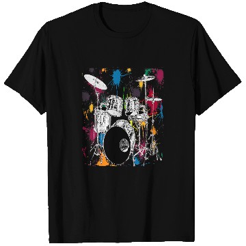 Discover Drums Drummer Silver Drum Set Artistic Design Gift Tee Drums T-Shirts