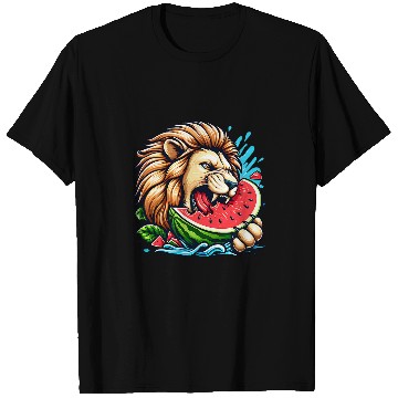 Discover Lion Pet Eating Watermelon 1 T-Shirts