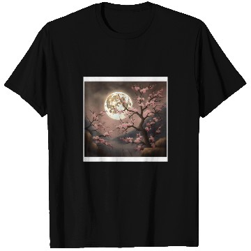 Discover Moonlit Cherry Blossom Paradise in a Japanese Garden T-Shirts