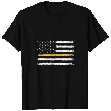 Discover Police Job Thin Gold Line Flag Dispatcher Police Fires EMS Dispatchers T-Shirts