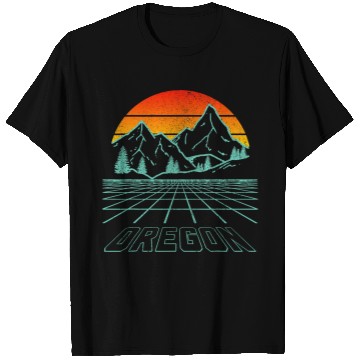 Discover Oregon vintages Retro Grid Mountain PNW Hiking Nature T-Shirts