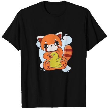 Discover Panda Pet With Yellow Duck Toy Chibi Anime Otaku T-Shirts