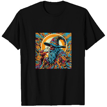 Discover Beer Fun psychedelics Art Trippy Navy Blue Weird Wizard Drinking Beer T-Shirts