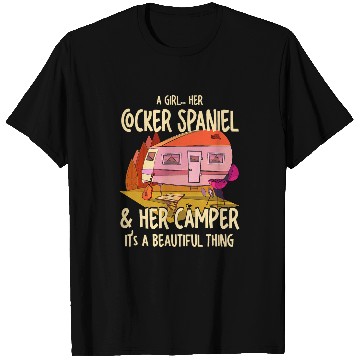 Discover A Girl Her Cocker Spaniel and Her Camper Spaniel Owner T-Shirts