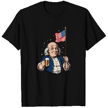 Discover Beer Fun Benjamin Franklin With Beer Mug T-Shirts