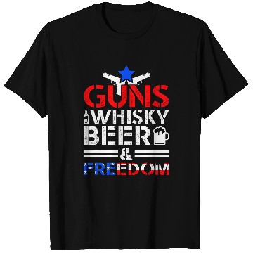 Discover Beer Fun guns Whisky Beer Freedom Proud American Flag Party Gift USA 3 T-Shirts