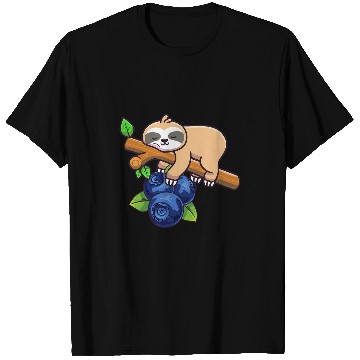 Discover Sloth Pet With Blueberry Funny Blueberries Fruit Lover Graphic T-Shirts