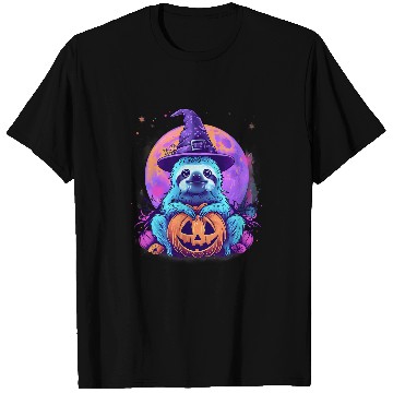 Discover Sloth Pet Witchcraft Hat Scary Pumpkin Lantern Halloween T-Shirts