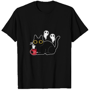 Discover Coffee Fun black cats with Coffee Doing Black Magic with Ghosts T-Shirts