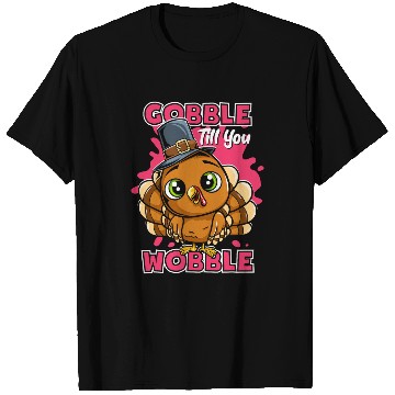 Discover Gobble Till You Wobble Thanksgiving Pilgrim Kids Top T-Shirts