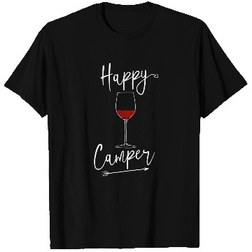 Discover Wines Fun Happy Camper Wines Glass T-Shirts