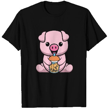 Discover Bubble Milk Tea Pig Cute Pig Drinking Boba Milk Tea 21 T-Shirts