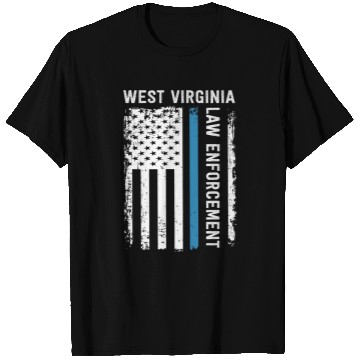 Discover West Virginia Law Enforcement Blue Line Flag State Police T-Shirts