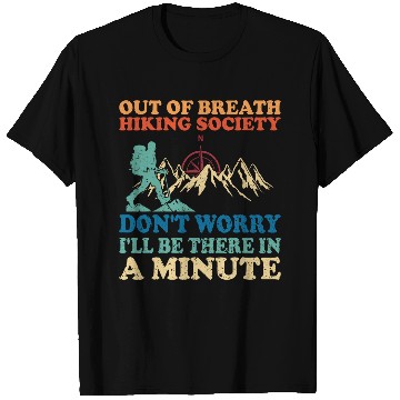 Discover Out Of Breath Hiking Society Funny Hiking Retro T-Shirts