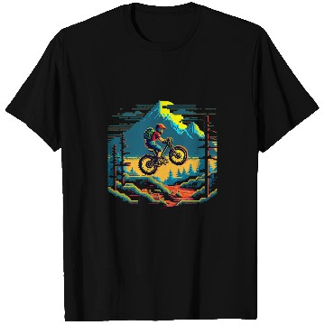 Discover 8 bit design Mountain Bike MTB Riding Downhill Biking 1 T-Shirts