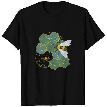 Discover Cute Buzzed Sun Honeycomb Yellow Honey Bumble Bee Art T-Shirts