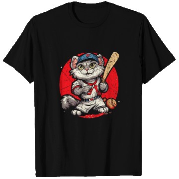 Discover Cat Baseball Lover Baseball Player Sport Kitty Meow 2 T-Shirts
