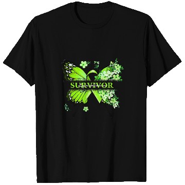 Discover Butterfly Flowers Lime Green Ribbon Lymphoma Warrior T-Shirts