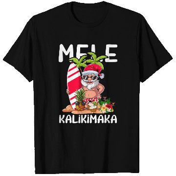 Discover Surf Life Mele Kalikimaka Hawaiian Christmas Hawaii Surfing Santa 3 T-Shirts