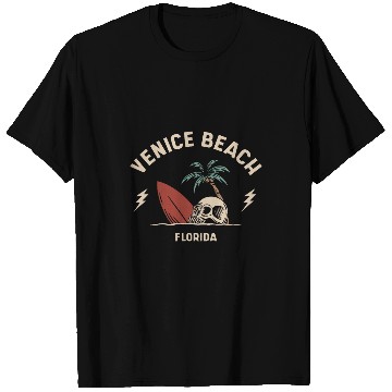 Discover vintages Surfing Venice Beach Florida Retro Surfer Skull T-Shirts