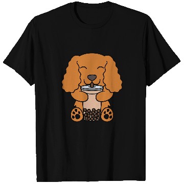 Discover Boba Bubble Milk Tea Cocker Spaniel Dog T-Shirts