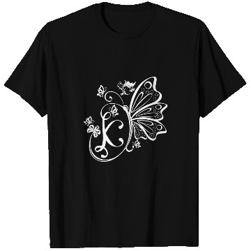 Discover Butterfly Grunge Fairycore Aesthetic Letter K Monogram Goth T-Shirts