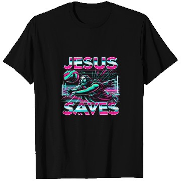 Discover 80s Vaporwave Jesus Saves Volleyball T-Shirts