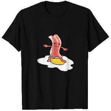 Discover Surf Life Kawaii Bacon Surfing On Fried Egg Breakfast Egg and Bacon T-Shirts