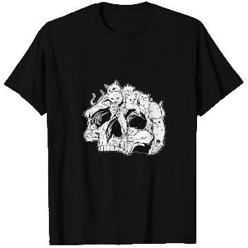 Discover Creepy Cute Cat Skull Design Nu Goth Cats Doodle Art T-Shirts
