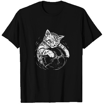 Discover Cat Player Sleeping On A Basketball Kitties Pet Lover T-Shirts
