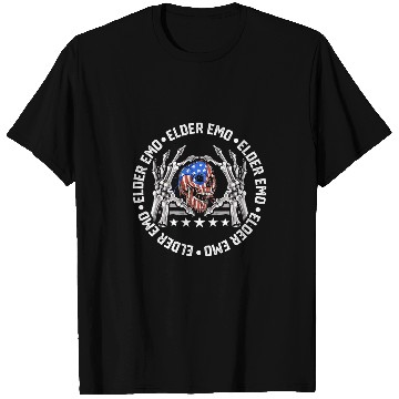 Discover Skeletons Skulls American Flag Elder Emo Skull T-Shirts
