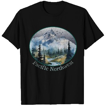 Discover Pacific Northwest Mountains Watercolor Trees Hiking Souvenir T-Shirts