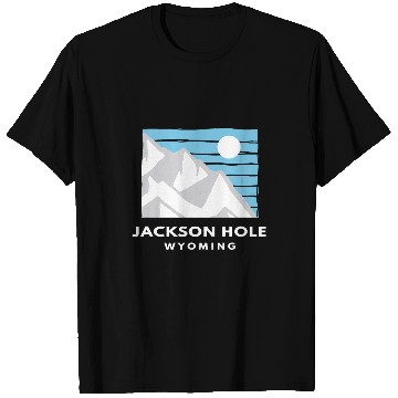 Discover Retro Cool Jackson Hole WY Mountain Blue Sky Moon Novelty T-Shirts