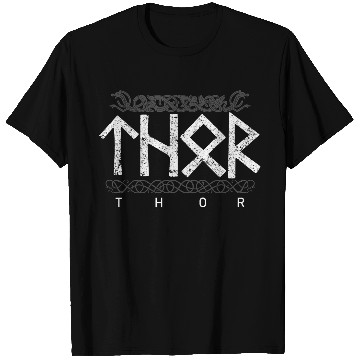 Discover Thor Viking Nordic Mythology Vikings Rune Writing T-Shirts