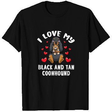 Discover Black And Tan Coonhound Dog With Stuffed Animal 1 T-Shirts
