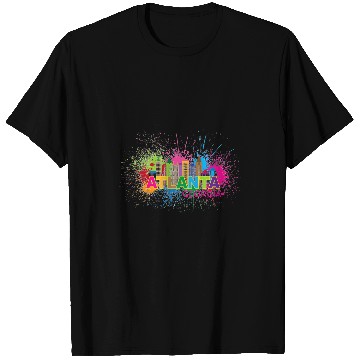 Discover Downtown Georgia Art Native Atlanta Skyline Paint Splatter T-Shirts