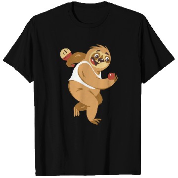 Discover Sloth Pet Playing Ping Pong Cartoon Sports T-Shirts