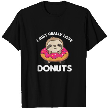 Discover Sloth Pet Thinks Donuts Are Delicious Sloths Pink Donut kawaii T-Shirts