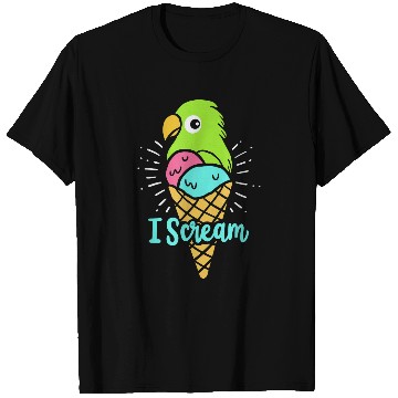 Discover I Scream Ice Cream 2Parrot Bird Nerd 2Cockatiel T-Shirts