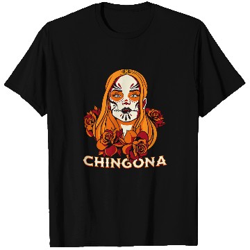 Discover Womens Chingona Dia de los Muertos Floral Sugar Skull Latina Boss T-Shirts