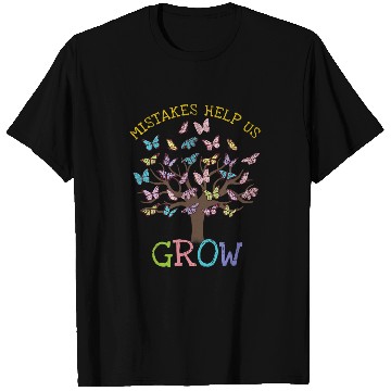 Discover Growth Mindset Mistakes Help Us Grow Teacher Butterfly Tree T-Shirts