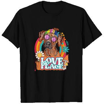 Discover Hippie Rhodesian Ridgeback Dog 60s 70s Peace Sign Love T-Shirts