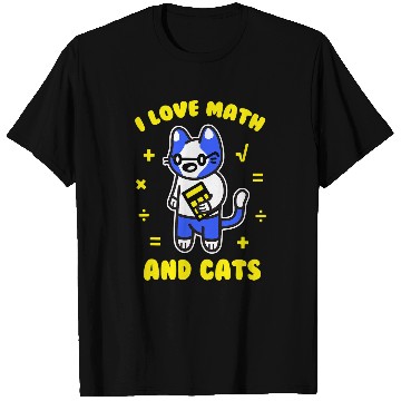 Discover I Love Math and Cats Funny Pi Day Teacher Cat Lover T-Shirts