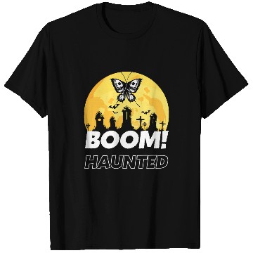 Discover Halloween Haunted Mansion Spooky Skull Butterfly Graveyard T-Shirts