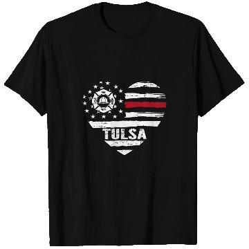 Discover Firefighter Love 4th of July USA Flag Tulsa Fires Rescue T-Shirts