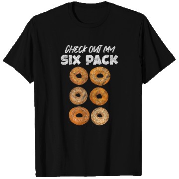 Discover Check Out My Six Pack Bagels Bread Fitness Baking Distressed T-Shirts